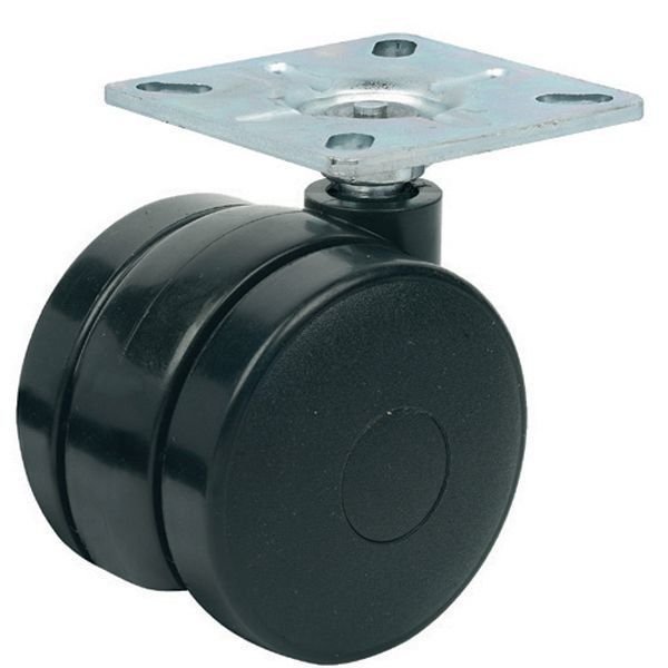 Hafele İkiz Tekerlek Frensiz Ø60x78mm (4 Adet), Siyah