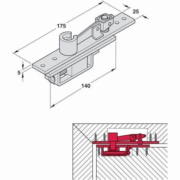 Hafele Üst pivot menteşe çelik 175x25mm