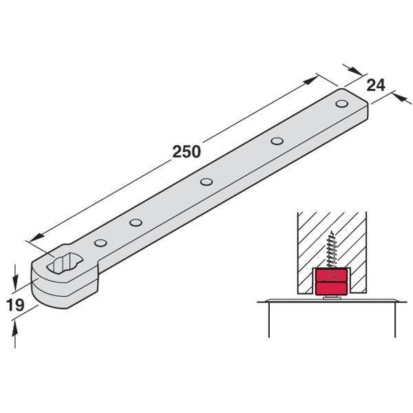 Hafele Alt pivot kol çelik 250x24x19mm