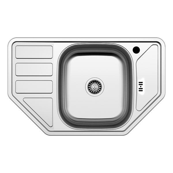 Hafele Capua Corner Tezgah Üstü Eviye Seti, Satine Sağ Damlalık (Sifonsuz)