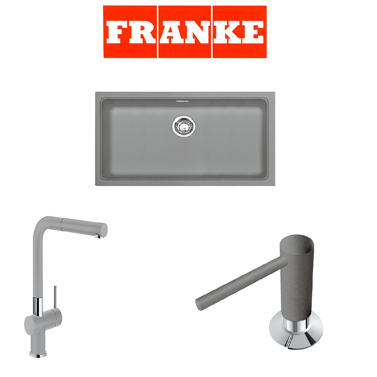 Franke Kubus KBG 110-70 Eviye Batarya Sabunluk Kampanyası Stone Grey