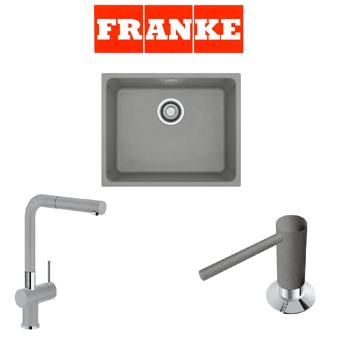 Franke Kubus KBG 110-50 Eviye Batarya Sabunluk Kampanyası Stone Grey
