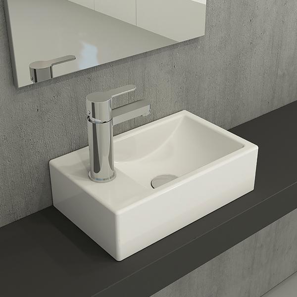 Hafele Molly II Banyo Lavabosu, 370x220mm,Sol, Parlak Beyaz Renk