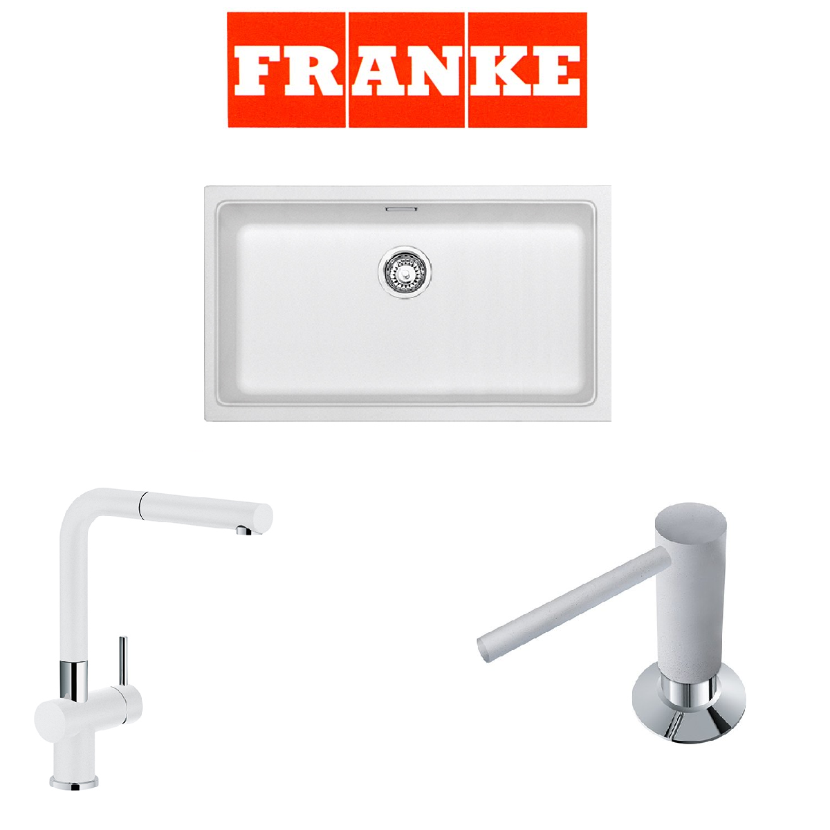 Franke Kubus KBG 110-70 Eviye Batarya Sabunluk Kampanyası Bianco