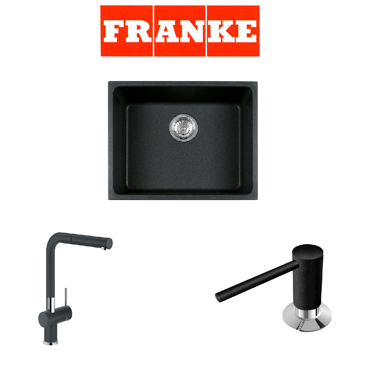 Franke Kubus KBG 110-50 Eviye Batarya Sabunluk Kampanyası Nero