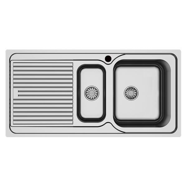 Hafele Capua Plus Tezgah Üstü Eviye Seti, Parlak Sol Damlalık (Sifonsuz)