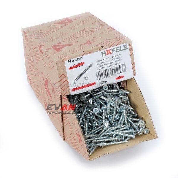 Hafele Havşa Başlı Sunta Vidası 3,5x16mm (1000 Adet), Galvaniz